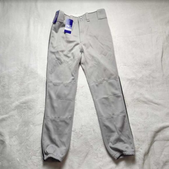 New youth XXL Mizuno baseball premier pro piped white pant elastic bottom gray - Picture 2 of 8